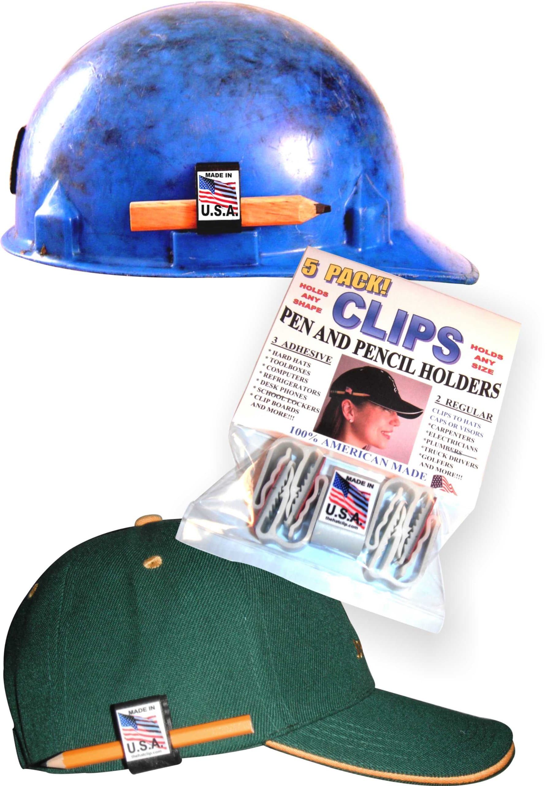 Pencil Clip Holder Tools 2 regular and 3 mutli purpose adhesive WHITE 5 PACK !