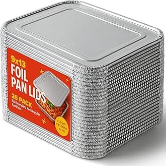 Stock Your Home 9x13 Disposable Baking Pan Covers (25 Pack) Heavy-Duty Aluminum Cake Pans Lids, Sturdy, Sealable Covers for Food Containers, Leak-Free + Safe Transport & Storage For Catering