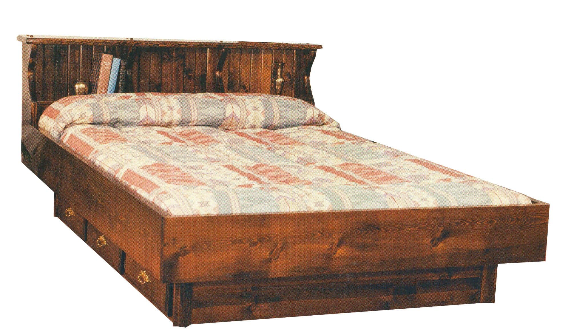 Strobel Organic Dallas Complete Waterbed Premium Solid White Pine Oak Finish King