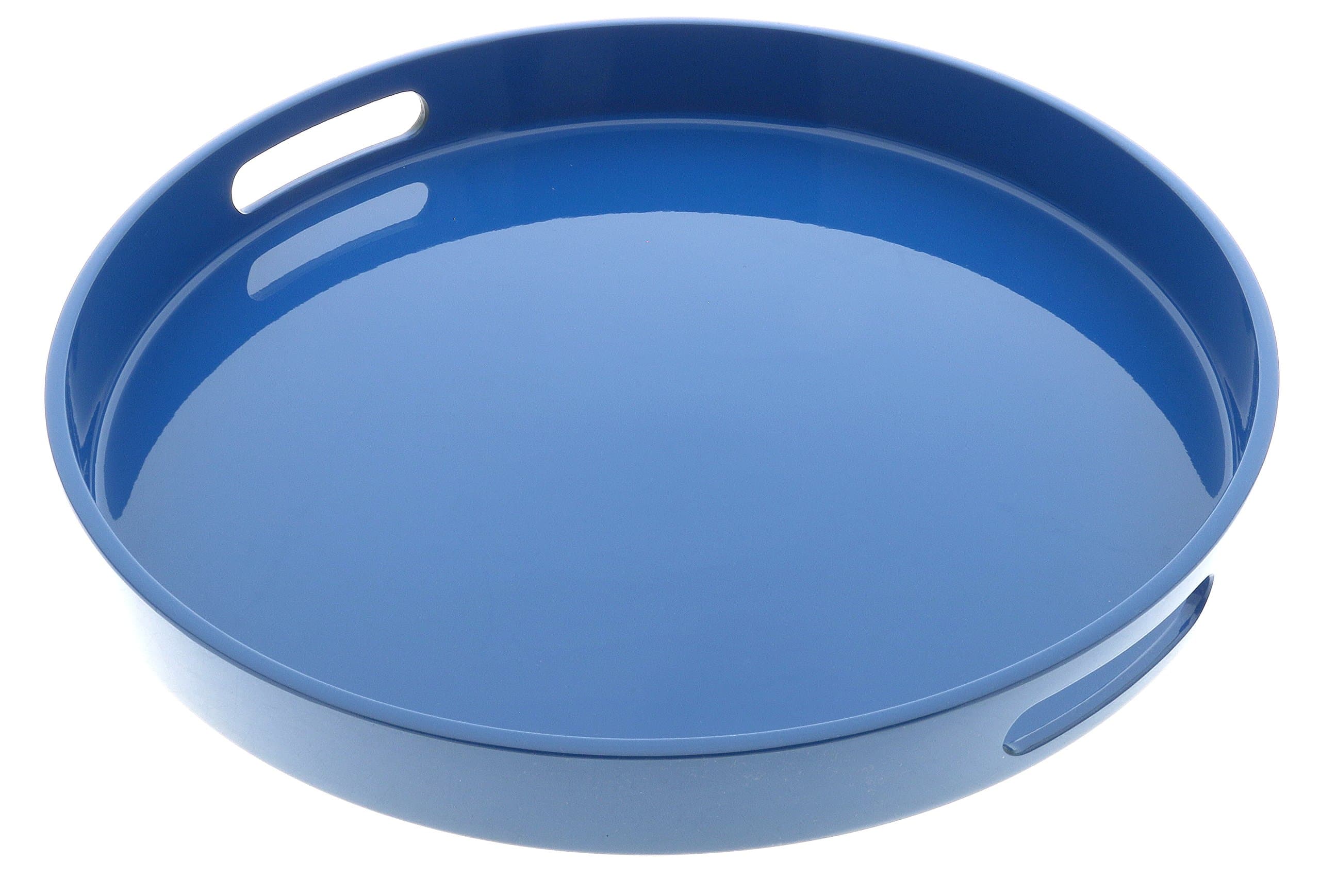 Kotobuki Round Gloss Lacquer Serving Tray, 13-1/2", Blue