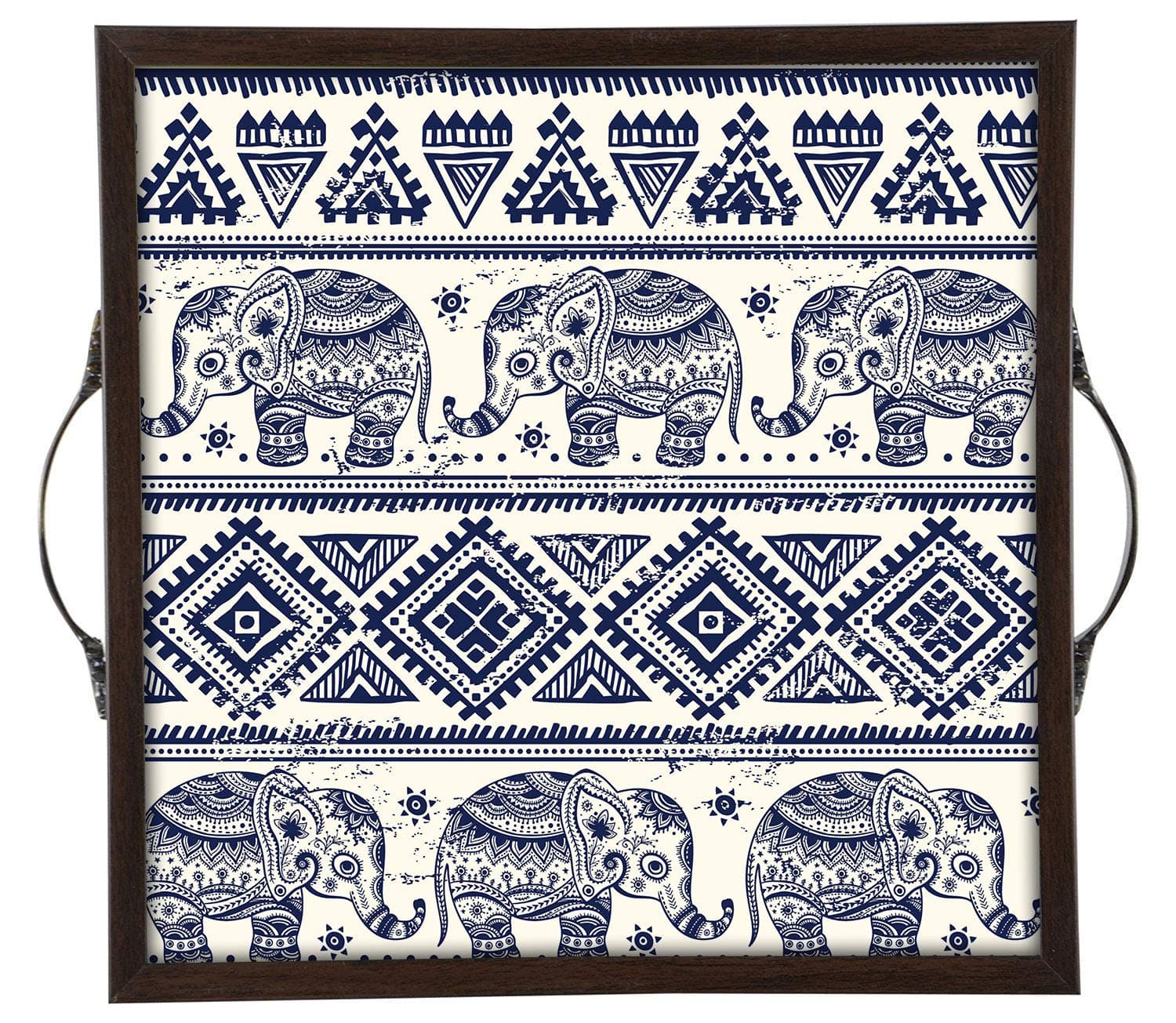 TECHBITE Wooden Serving Tray,1 Piece, 36 cm x 36 x cm x 4 cm(Brown Colour)