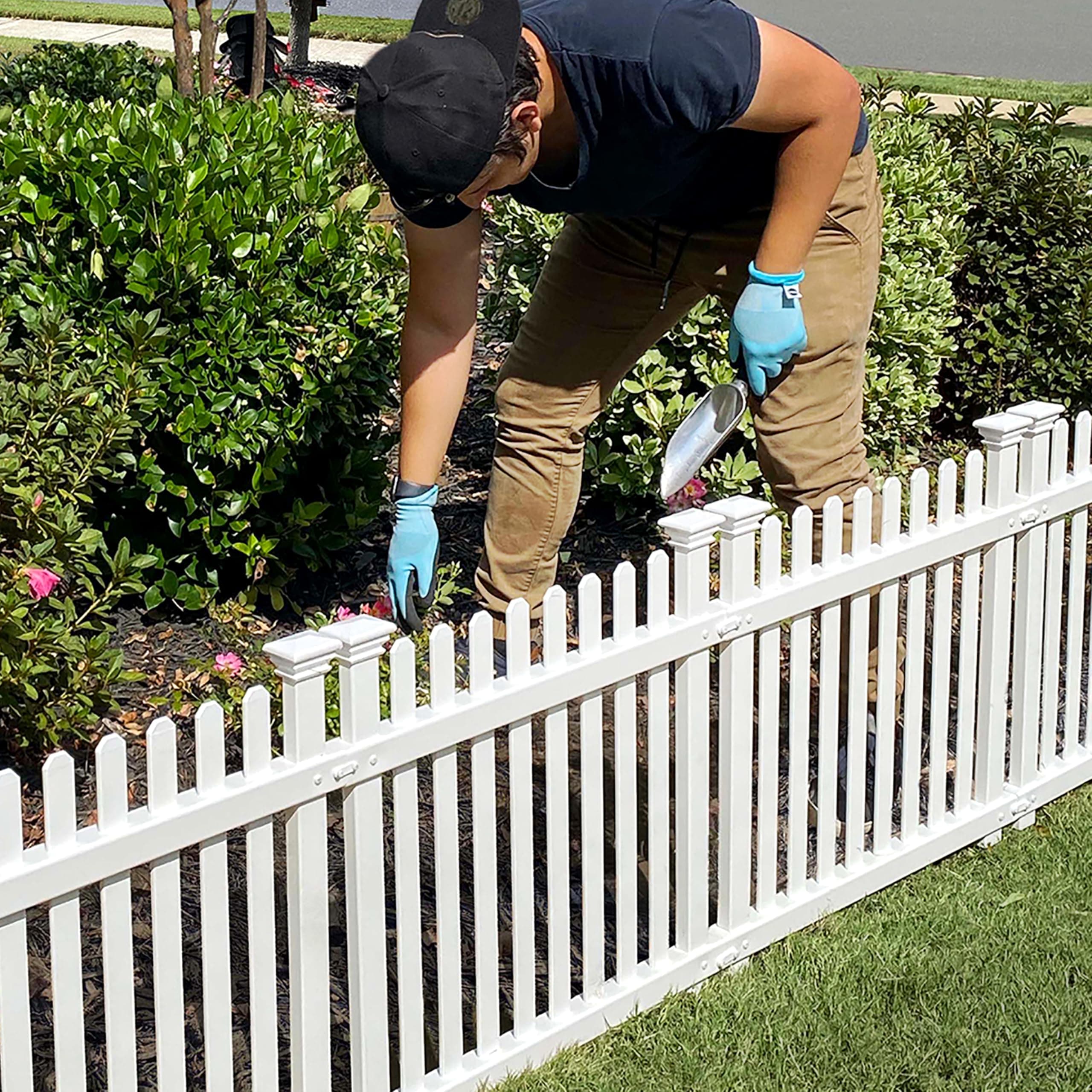 2ft H x 2ft W (3 Panels) No Dig Zippity Roger Rabbit Garden Fence Kit, White Vinyl Picket Fence Panels, Perfect Garden Fences and Borders for Dogs, Dog Fence Outdoor for Yard, ZP19056
