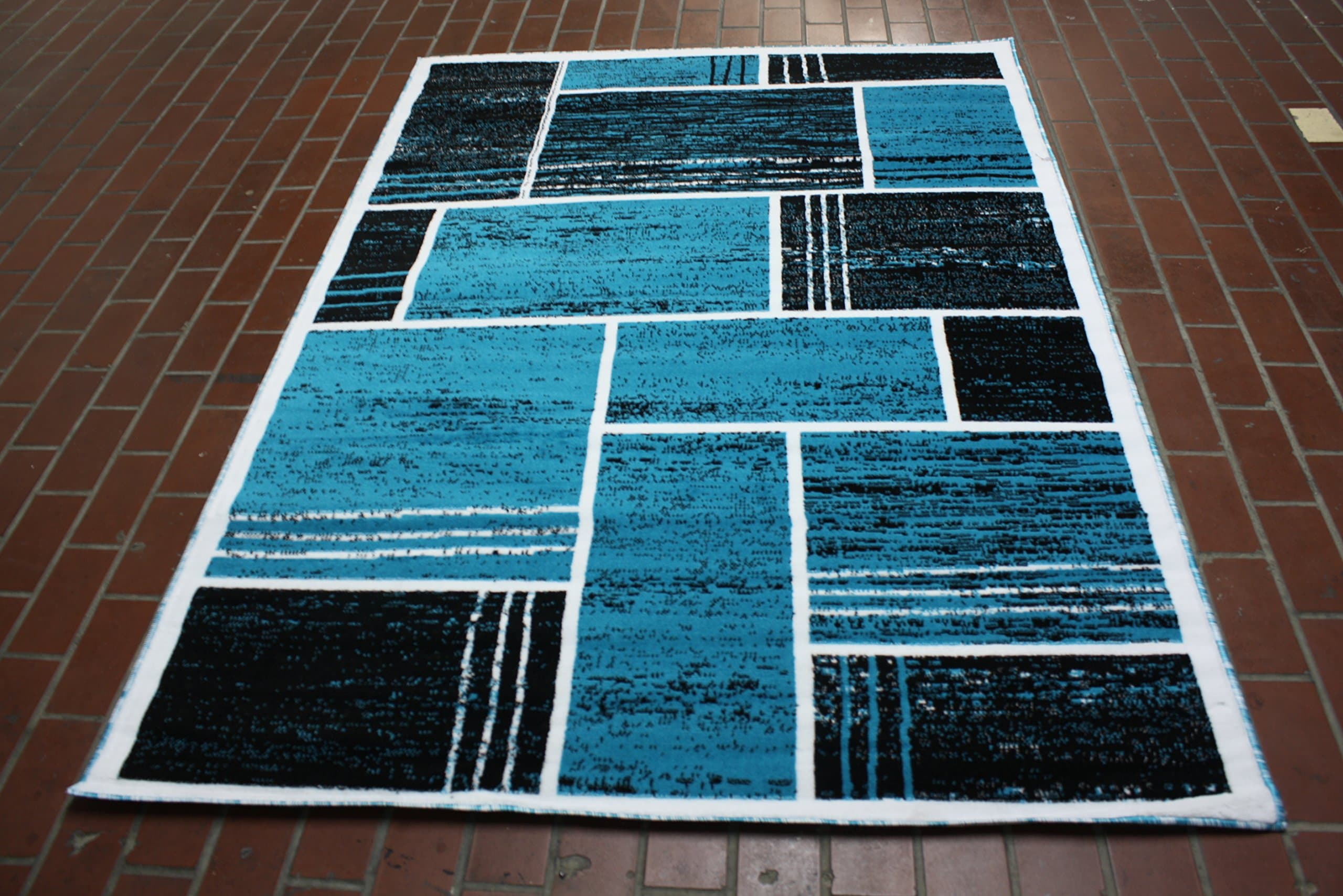 RT6005 BCF Modern Design Area Rug (5X8, Turquoise)