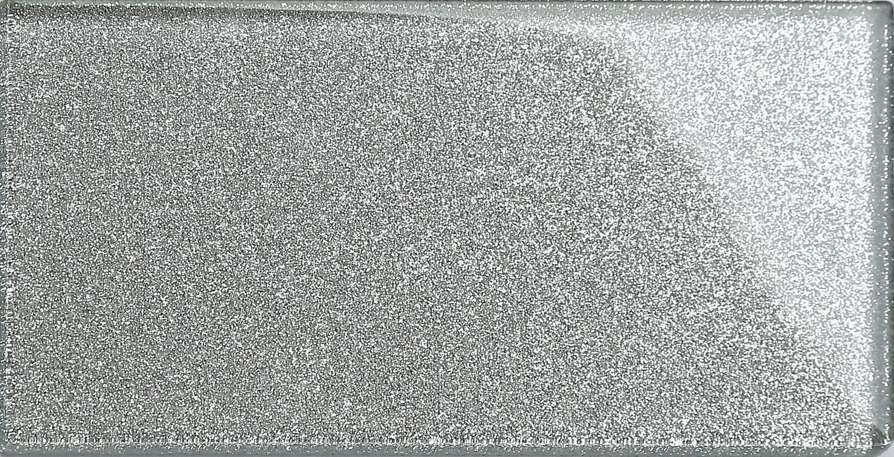 75mm x 150mm Silver Glitter Subway Tile (MT0113)