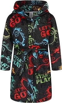 Boys Soft Fleece Robes Plush Hooded Bathrobes Sleepwear for Kids 1-16 Years