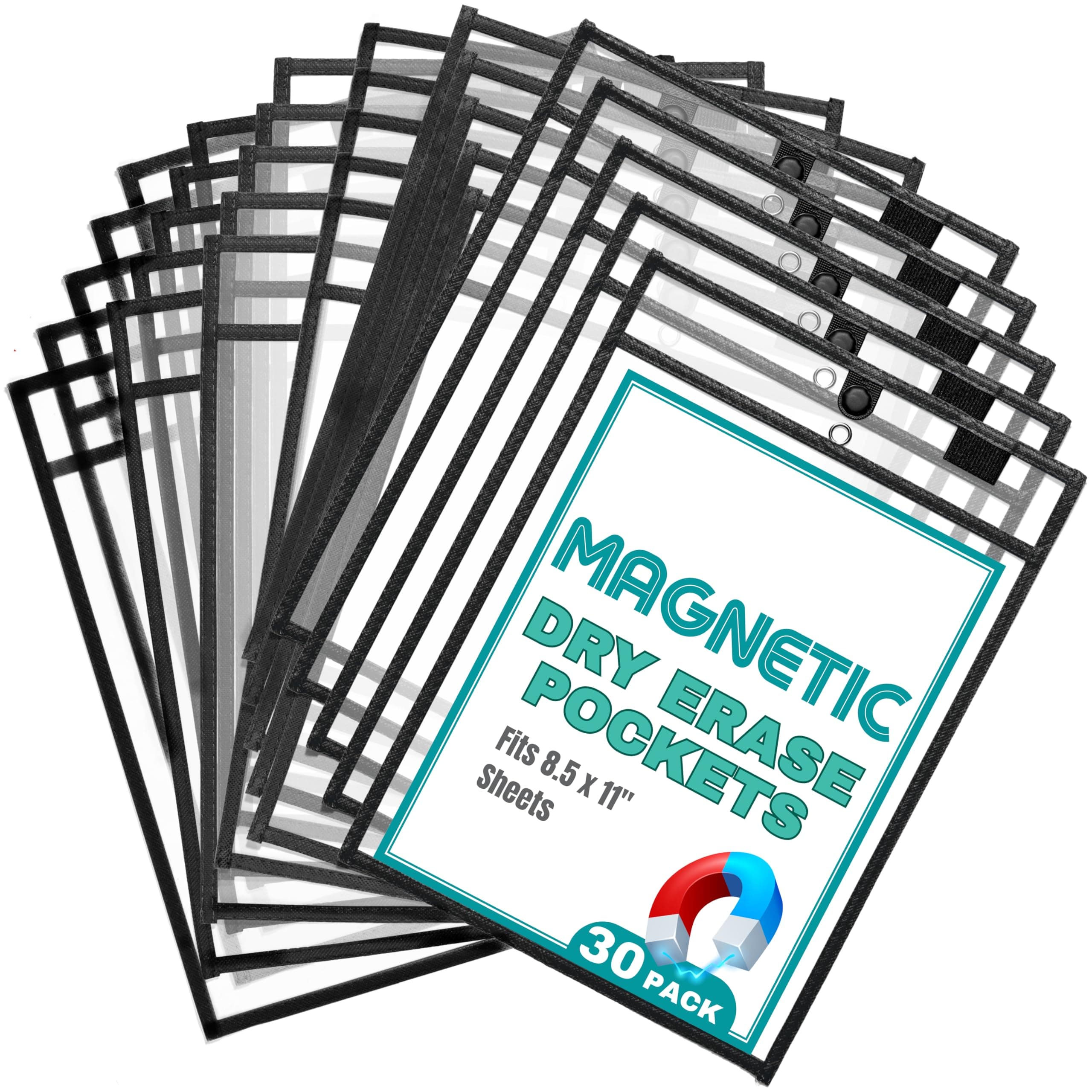 30 Black Magnetic Pockets