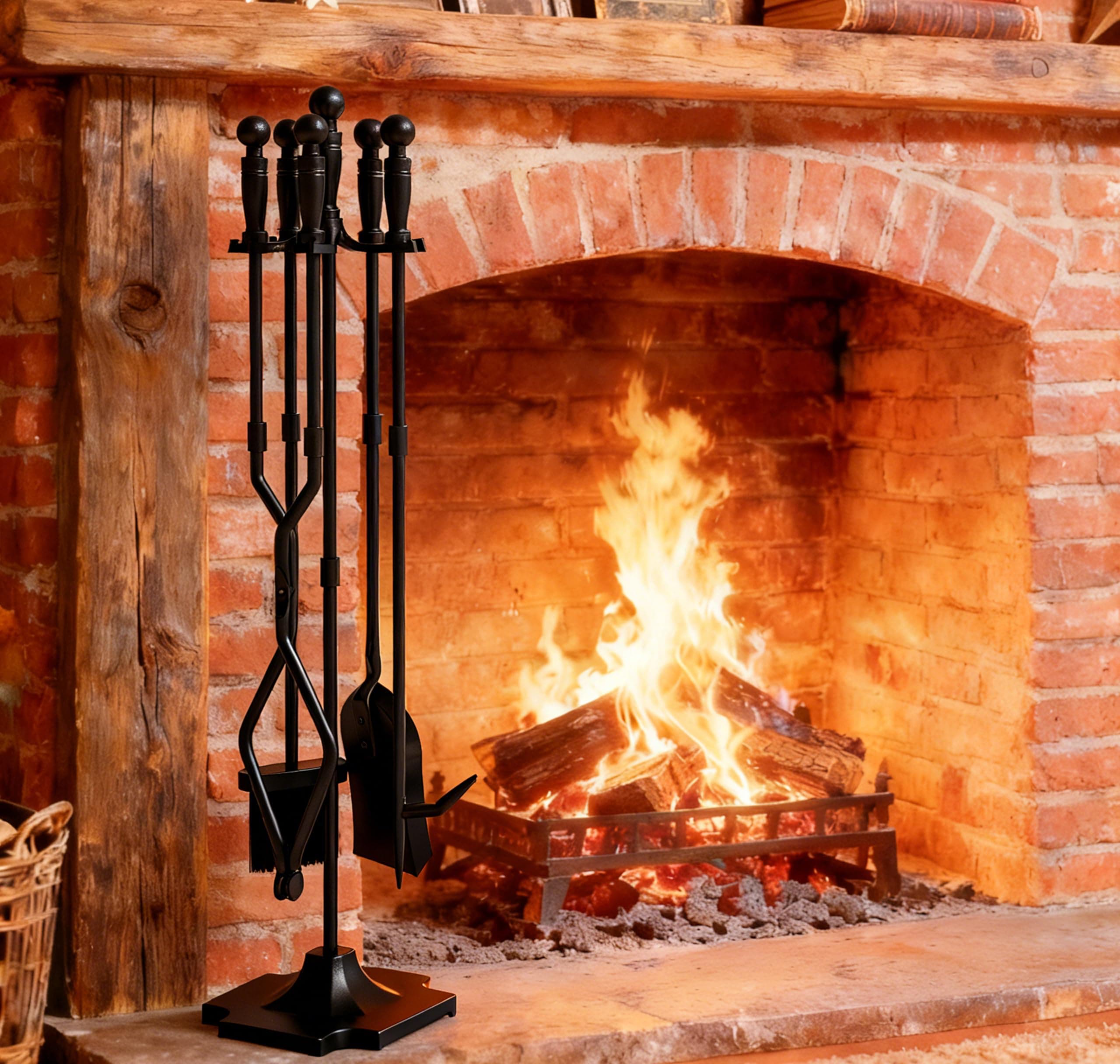 Fire Beauty Fireplace Tools Set 5 Pieces Wrought Iron Fireset
