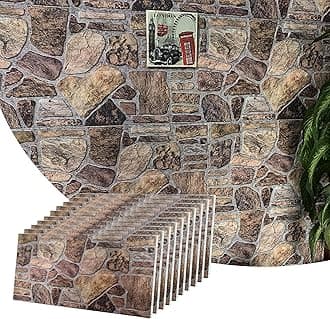 Dundee Deco 3D Wall Panels - Cladding, Shades of Brown Grey Stone Look Wall Paneling, Styrofoam Facing for Interior and Exterior Applications, DIY, Set of 10, Covers 54 sq ft