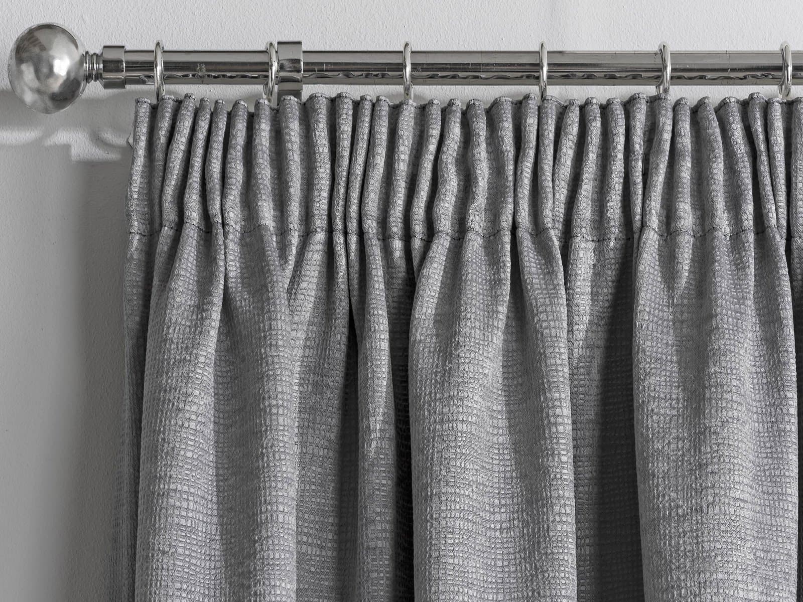 QPC Direct Pair of Plain Textured Woven Effect Thermal Blockout Curtains 3" Pencil Pleat Tape Top (66" x 90" [168 x 228cm], Silver Grey)