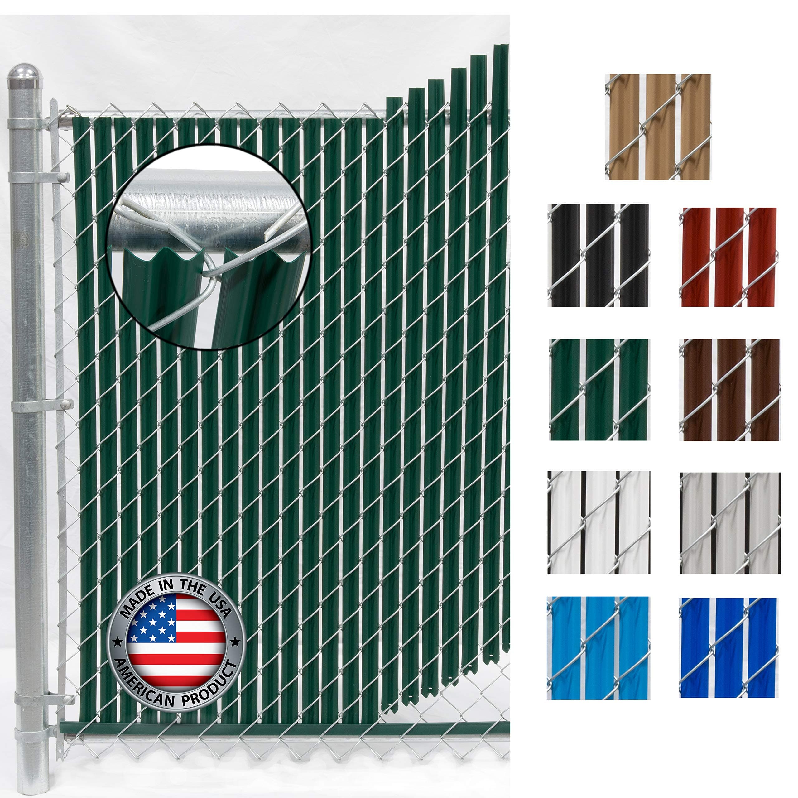 Wave Slat (9 Colors) Single Wall Bottom Locking Privacy Slat for 4', 5', 6', 7' and 8' Chain Link Fence (6 ft, Green)