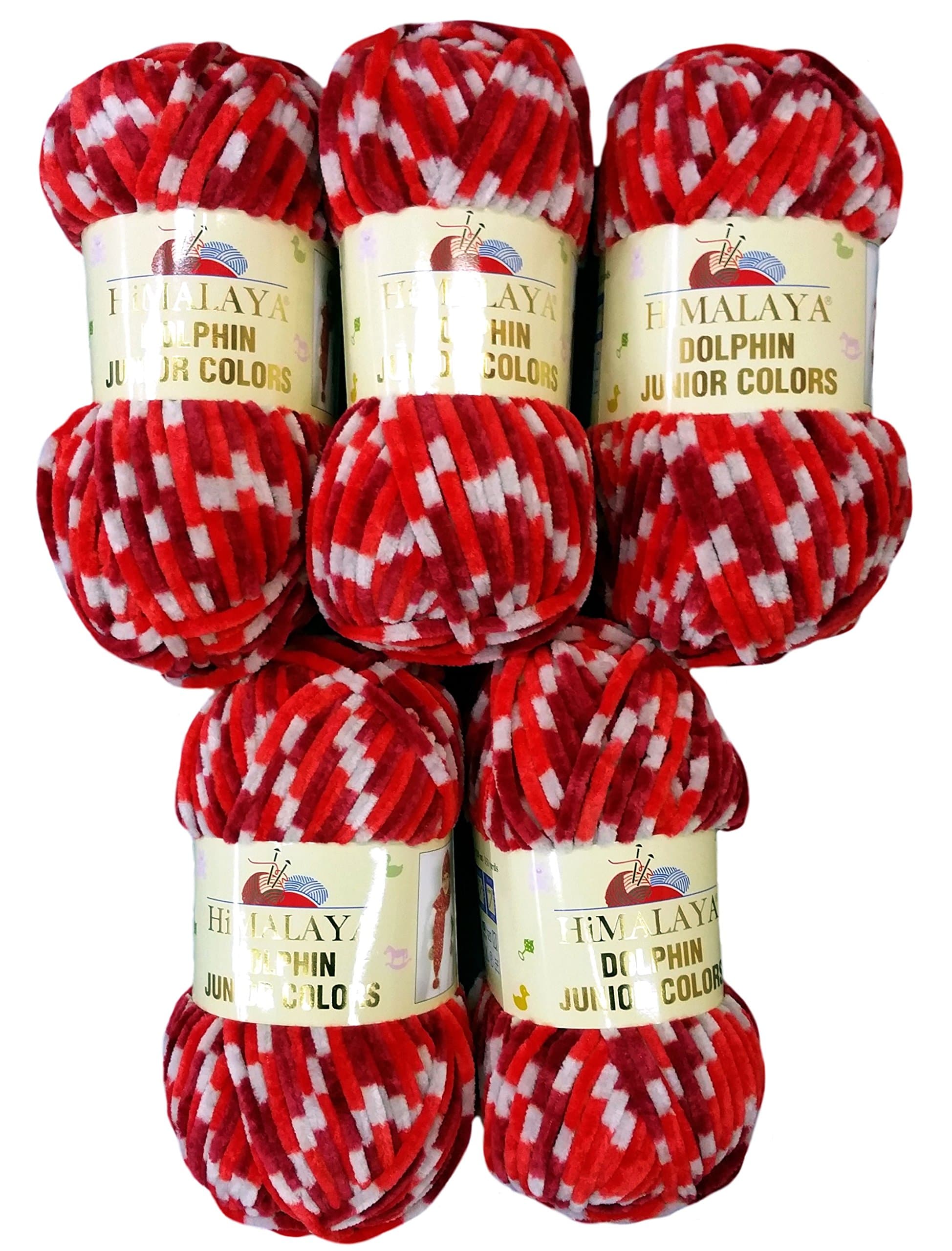 5 x 100 g Himalayan Dolphin Junior Colours Wool Grey Knit and Crochet Super Bulky 81002 Bordeaux Red 500g Wool
