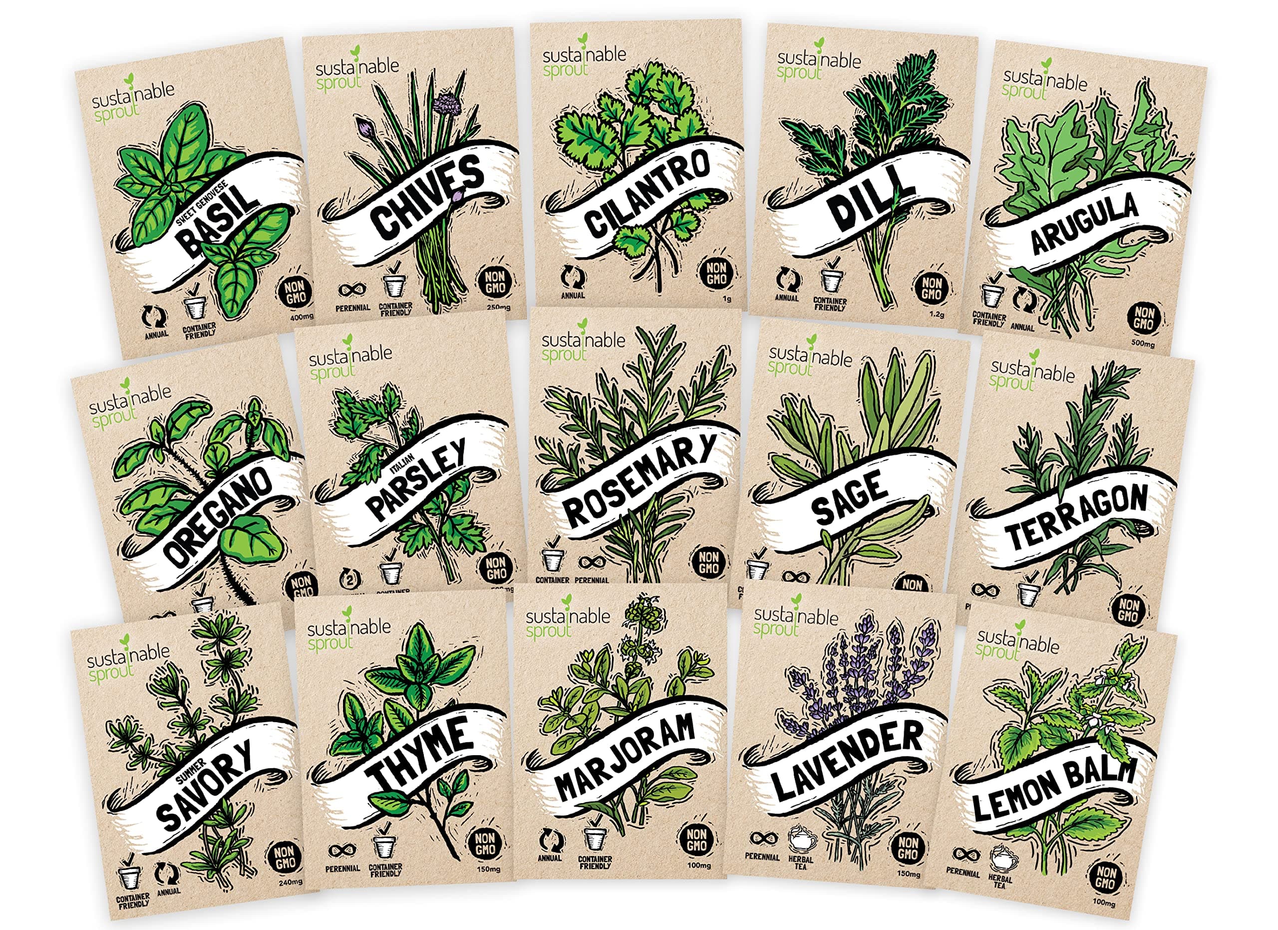 Culinary Herb Seeds Variety 15 Pack