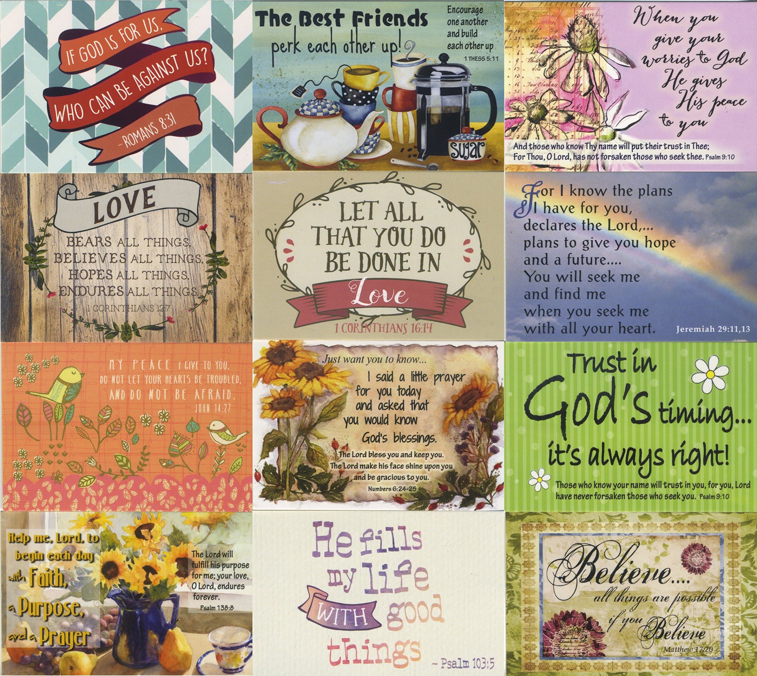 Pass It on Inspirational Message Cards with Scripture -"IF GOD IS FOR US" - Package of 24 Assorted Cards