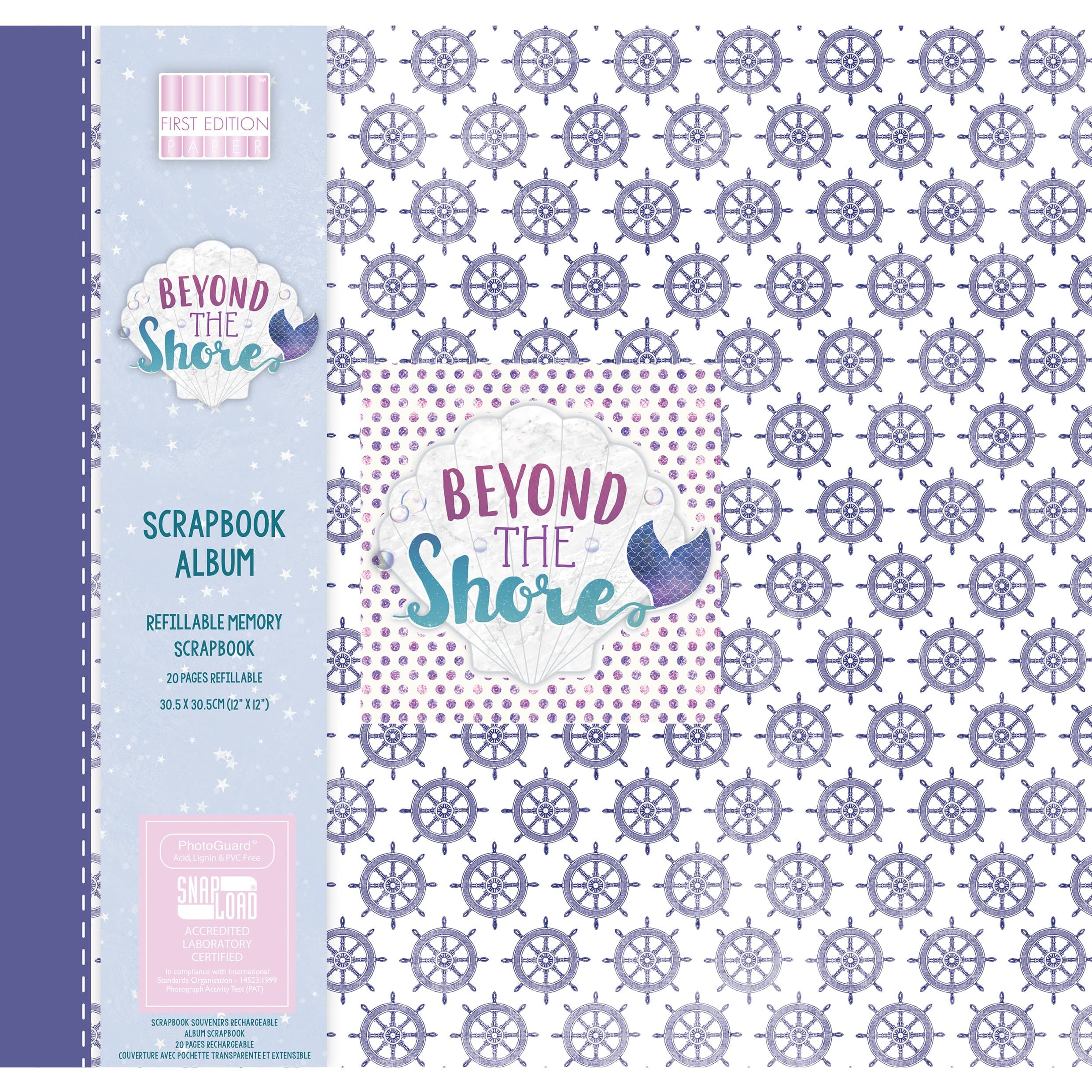 First Edition Beyond The Shore Wheels 12" x 12" / 30.5 x 30.5 cm, Paper, (20 Pages, Snapload PhotoGuard, Refillable Memory, Acid, Lignin & PVC Free), 12x12 Stars Scrapbook Album