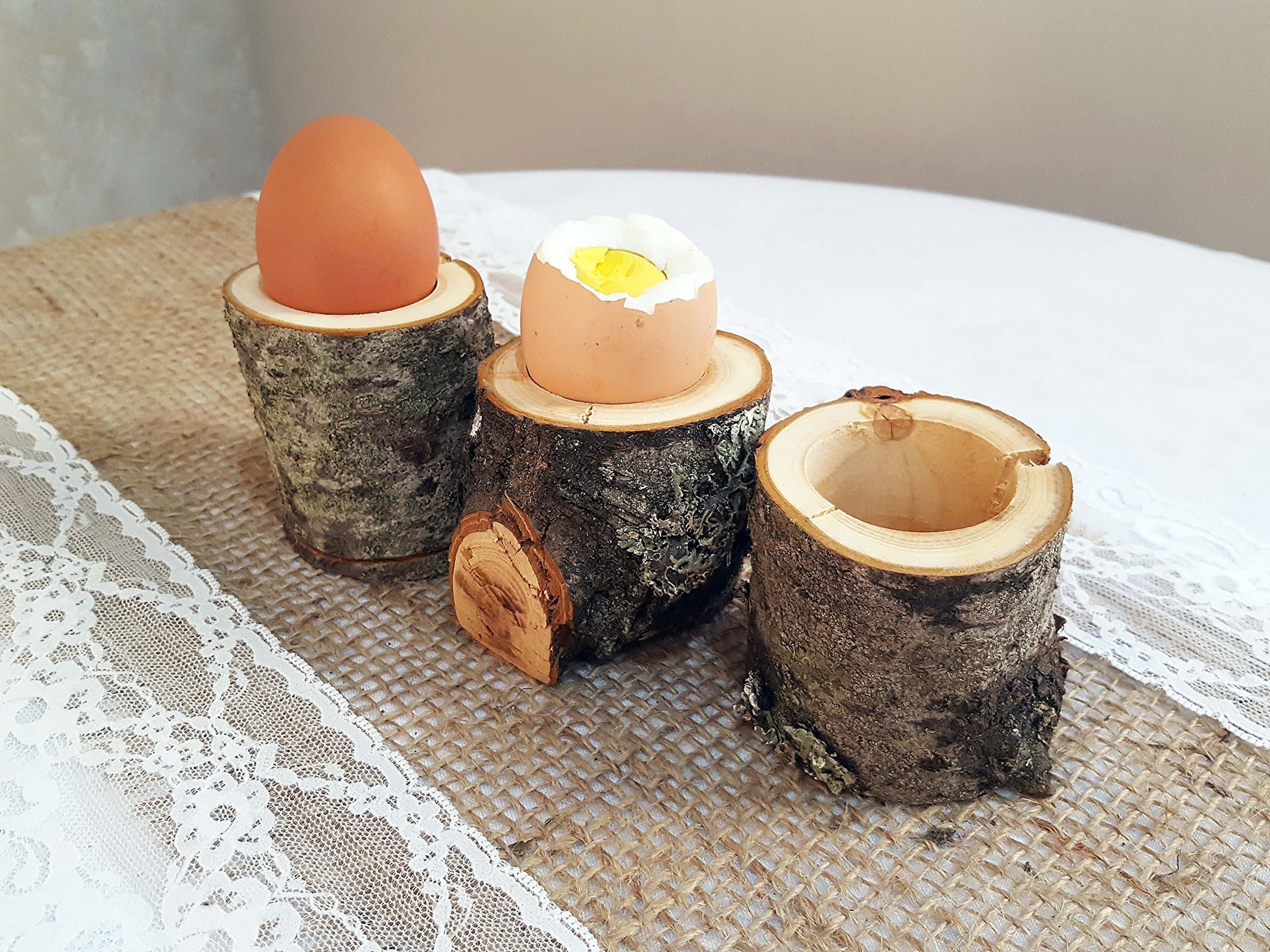 Rustic wood egg holders, Breakfast table accessories, Wooden egg holder, Set of 2 egg holders, Recycled deciduous tree log, Rustic kitchen chic, Egg holders, Kitchen decor, Easter gift idea