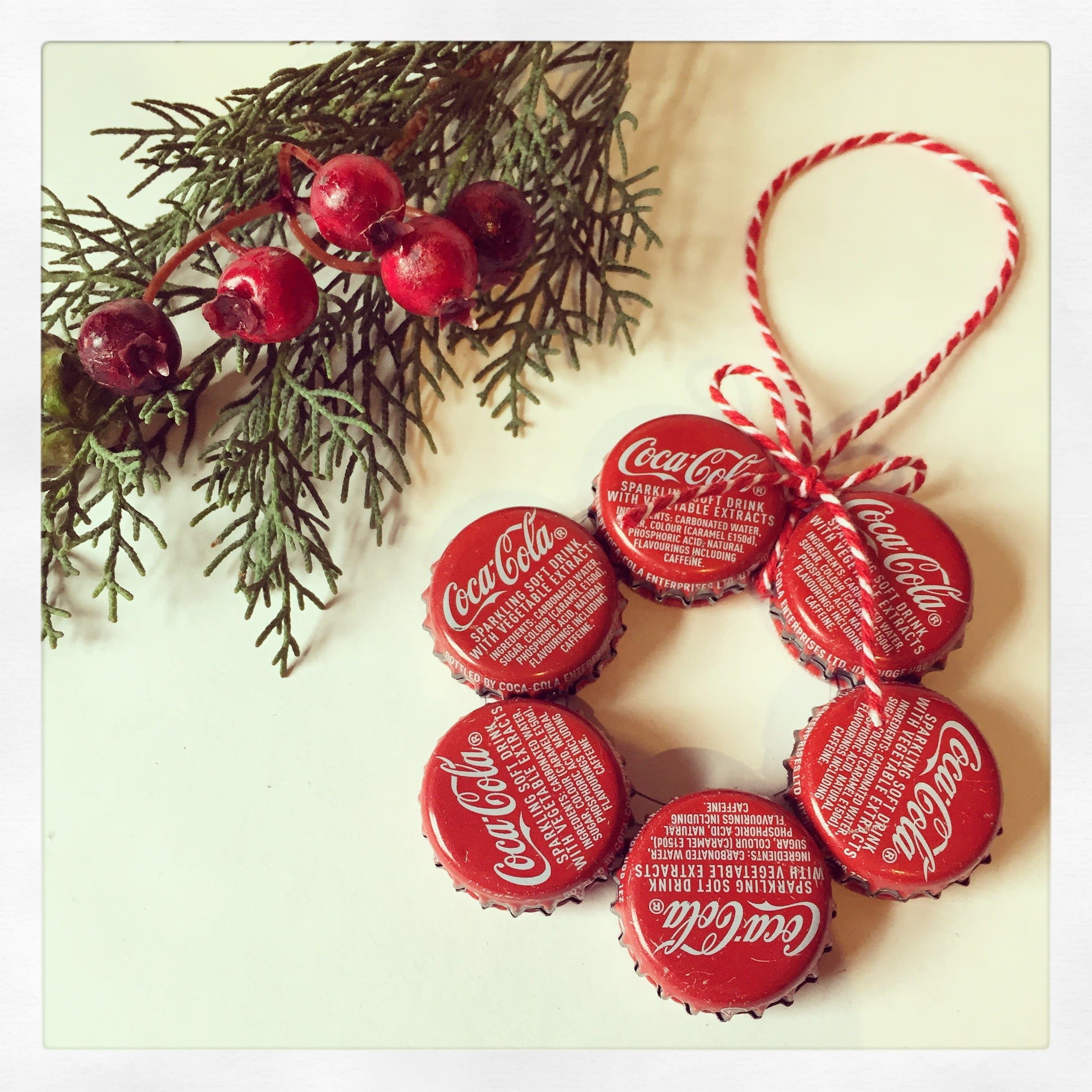Bottle Cap Christmas Tree Decoration - Coca-Cola Wreath