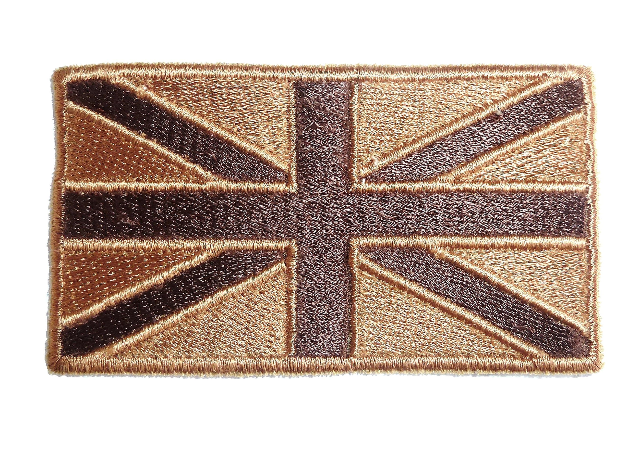 GB UNION JACK PATCH iron on/sew on army subdued bronze military flag badge UK Forces