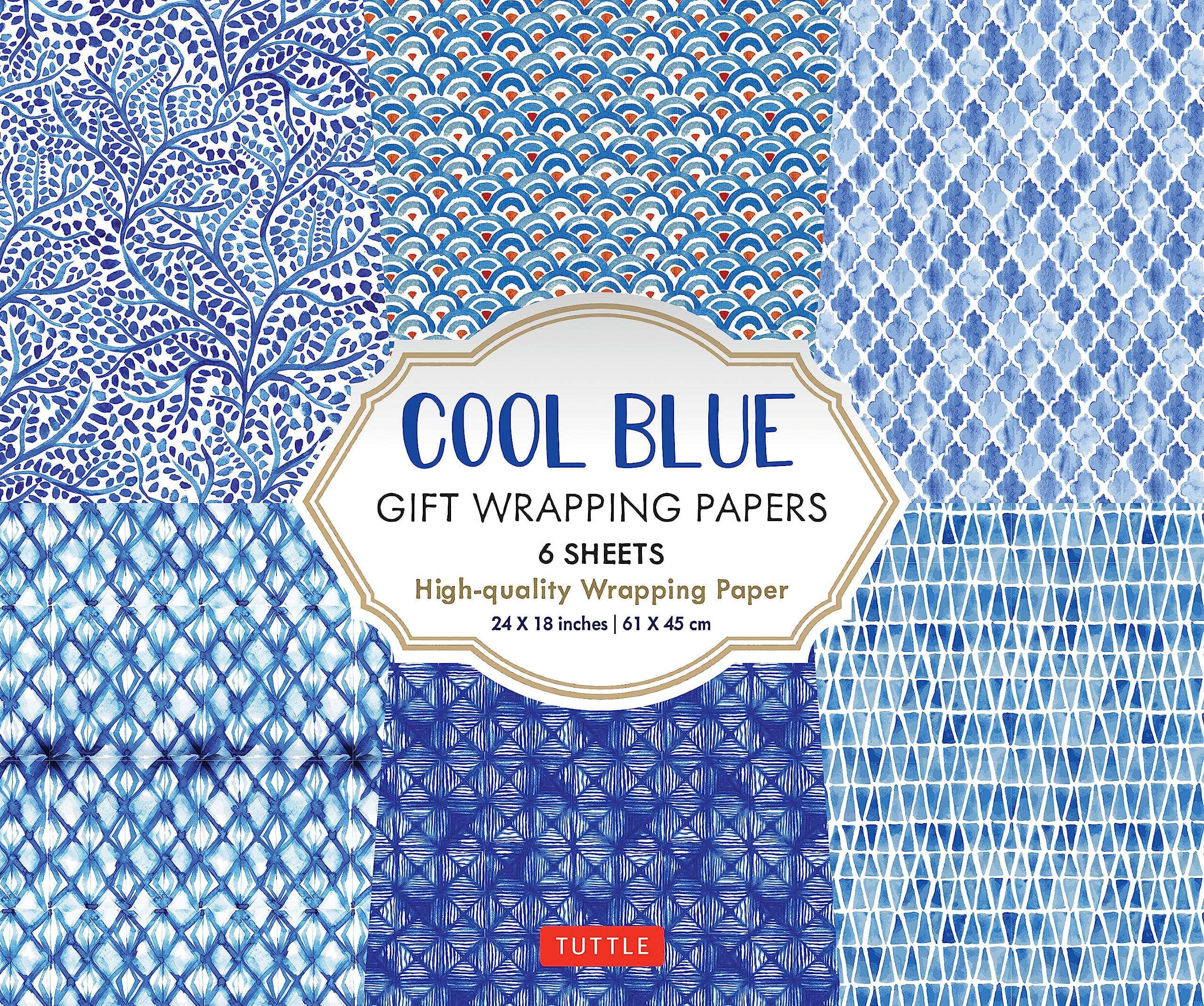 Cool Blue Gift Wrapping Papers - 6 sheets: 24 x 18 inch (61 x 45 cm) Wrapping Paper