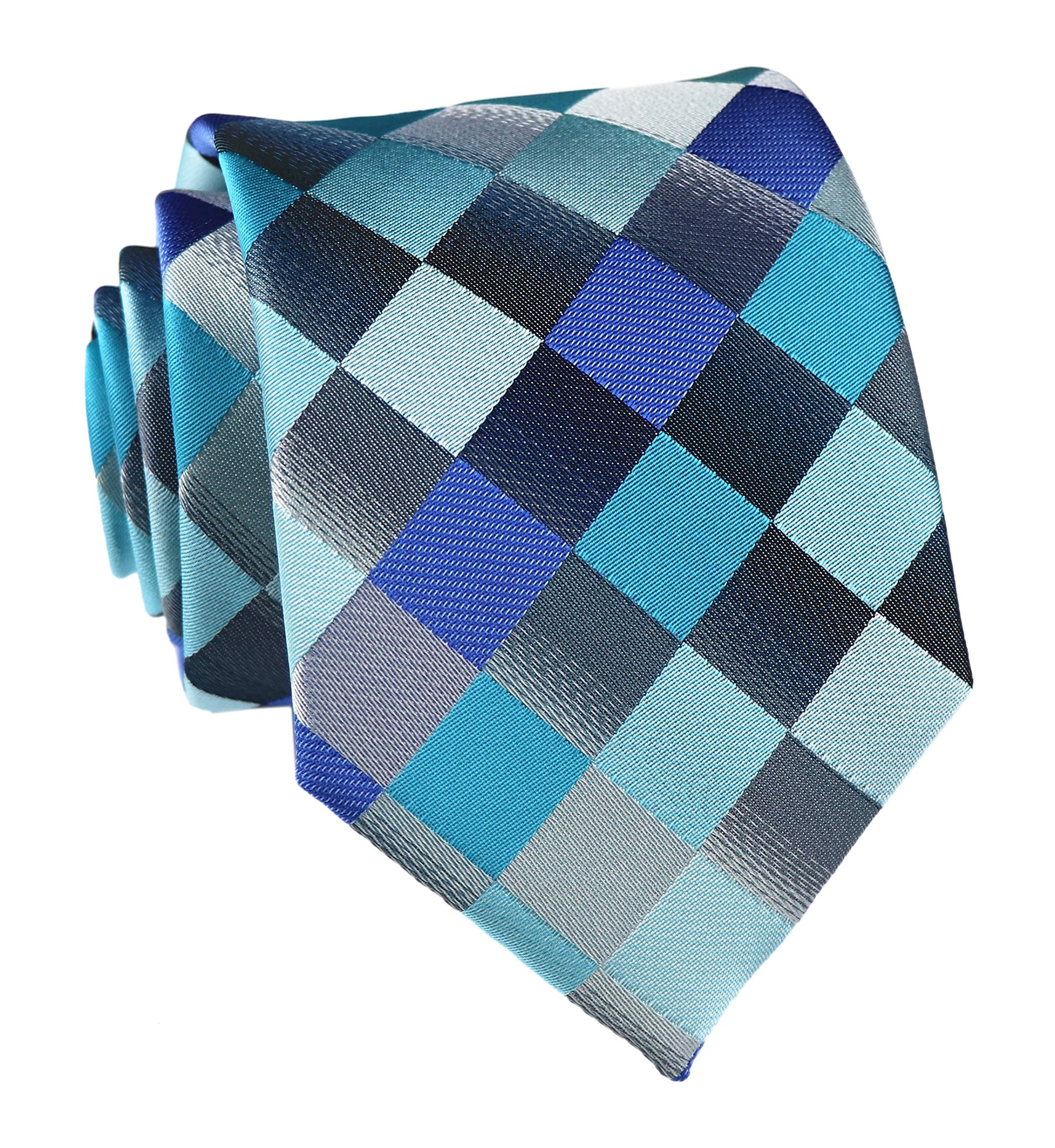 Elfeves Men's Designer Plaid Checks Ties Patchwork Diamond Patterned Neckties