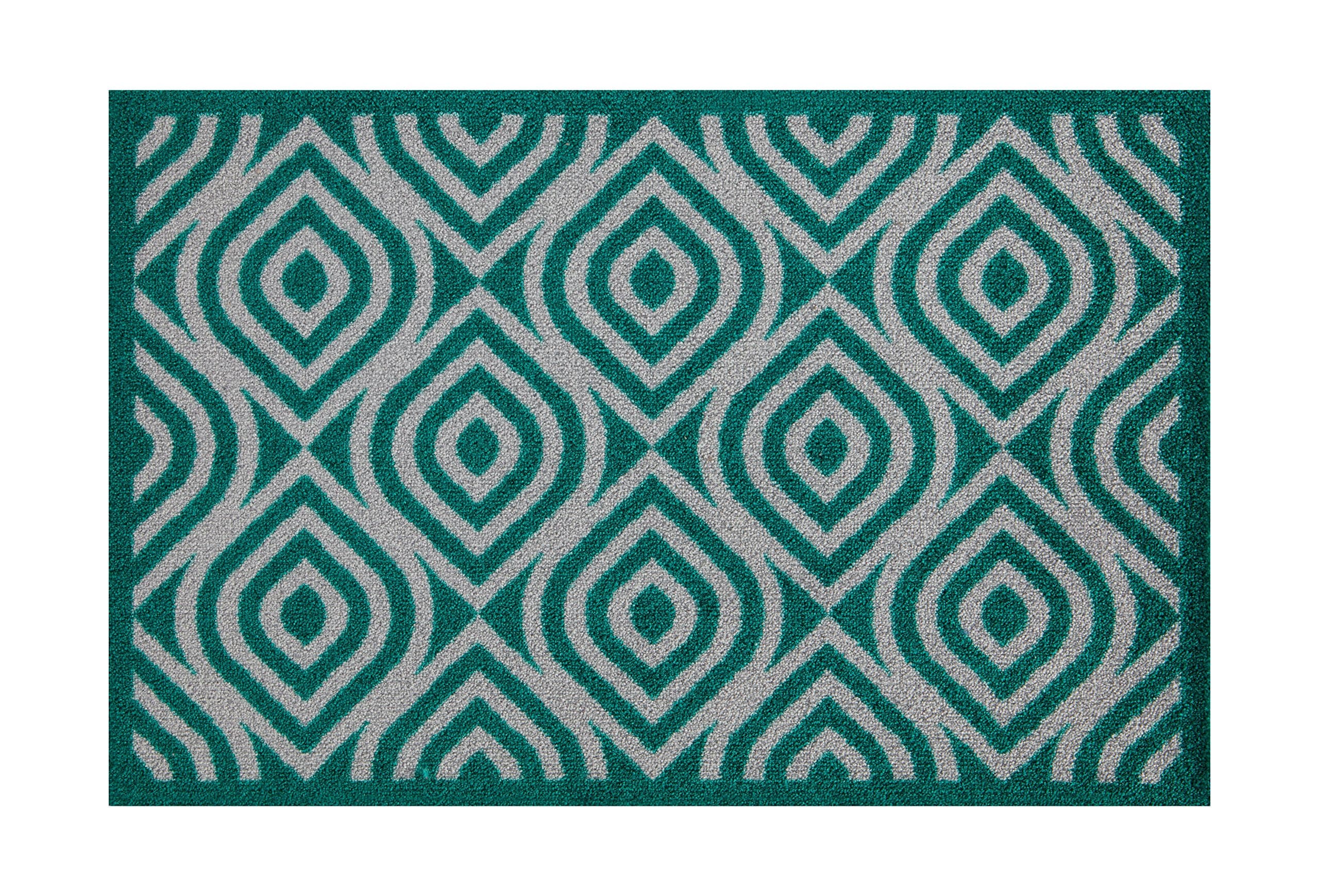 Lume Teal Diamond Design by Turtle Mat Indoor Washable Nylon Multi-Grip Mat - 50X75cm