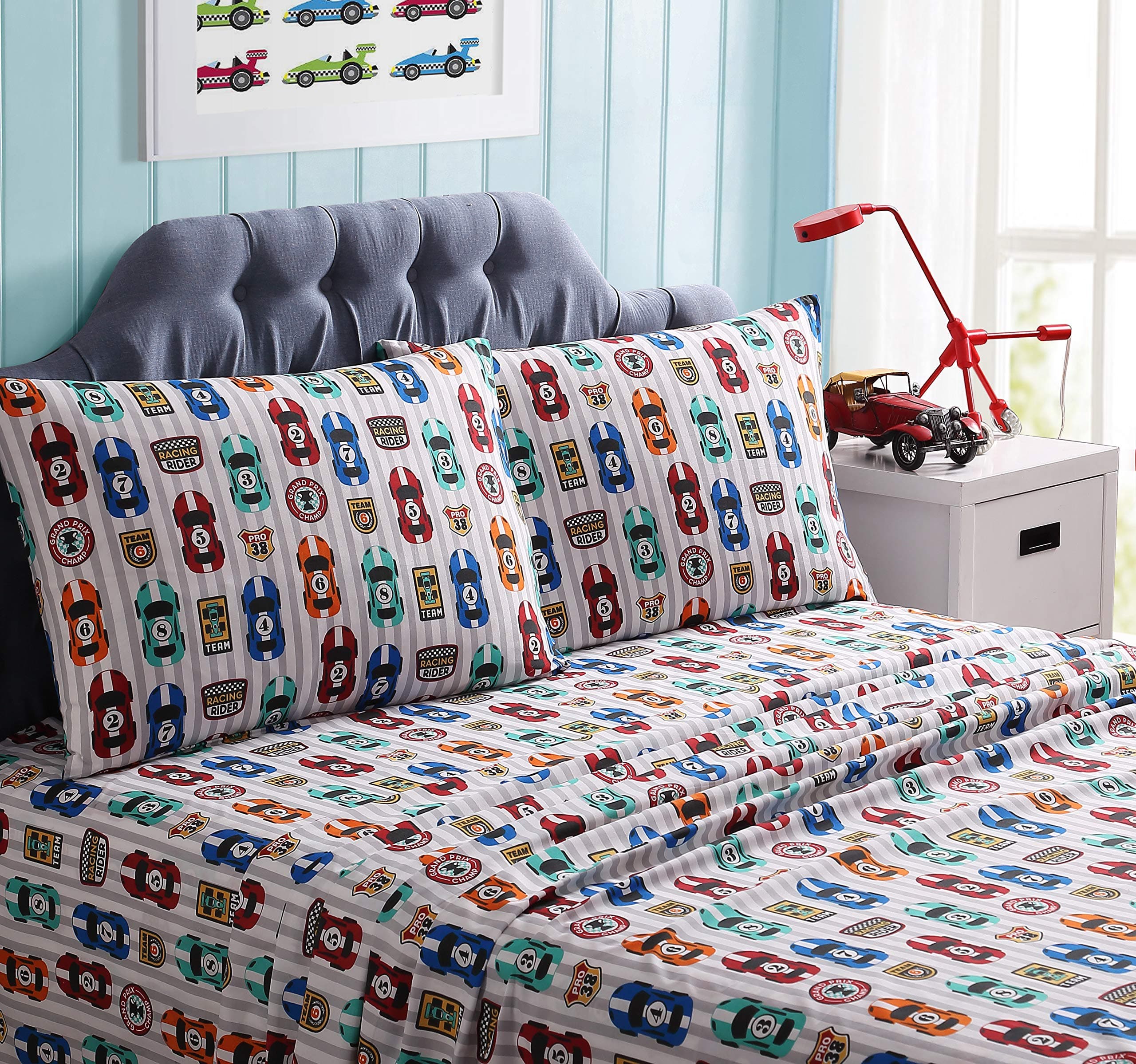 Kute KidsSuper Soft Sheet Set - Big Race - Brushed Microfiber for Extra Comfort (Full)