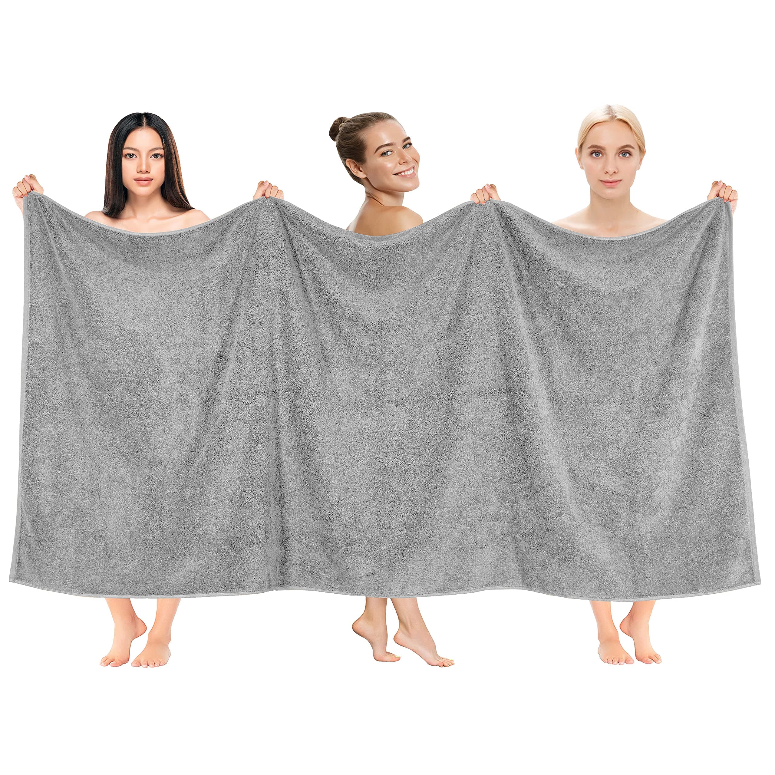100% Cotton 40x80 Oversized Bath Sheet, Extra Large Turkish Bath Towels for Bathroom, Light Gray Bathsheet