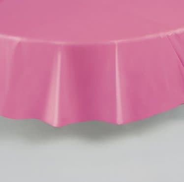 84 Inch Plastic Round Tablecover - Hot Pink