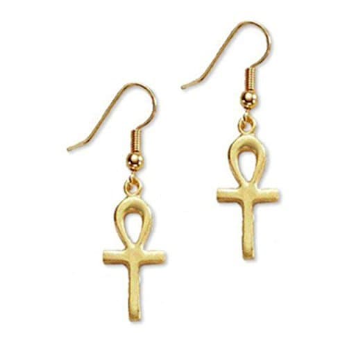 'Egyptian Goddess' Tiny Ankh Earrings, Charm 1" Drop 1.25" Museum Replicas Handcrafted In USA