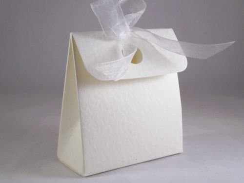 40 x Hammered White Box Bag Wedding Favour Boxes