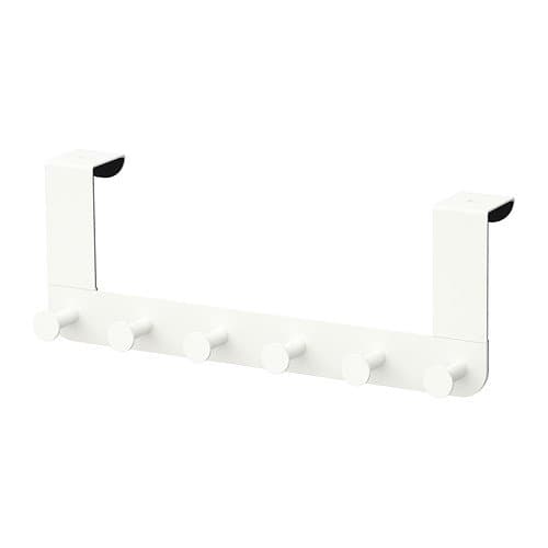 ENUDDEN Hanger for Door, White, Height: 13 cm Width: 35 cm, Covered back prevents scratching of door. Hangs over the top edge of the door and helps you convert unused space into a storage place for bathrobes and bags.
