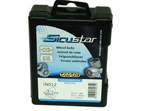 1 Set SICU Star Black Rim Locks Anti-Theft Thread M12 x 1.5 28 mm SW17 Ball and Adaptor by Farad/Wheel Locks/Farad/Set/Made in Italy/Alloy/Steel Wheel Rims/SW 17/Steel/Kebu/BMW/Mercedes/Opel/Renault/VOLKSWAGEN Series 3/5 Series/7 Series/A Class/B Class/C Class/CLK/SLK E Class/Corsa/Tigra/Vectra/Signum/Omega/Agila/Astra/Megane/Laguna/Passat/Jetta/Scirocco/Golf/Polo/Seave/Rims/Black