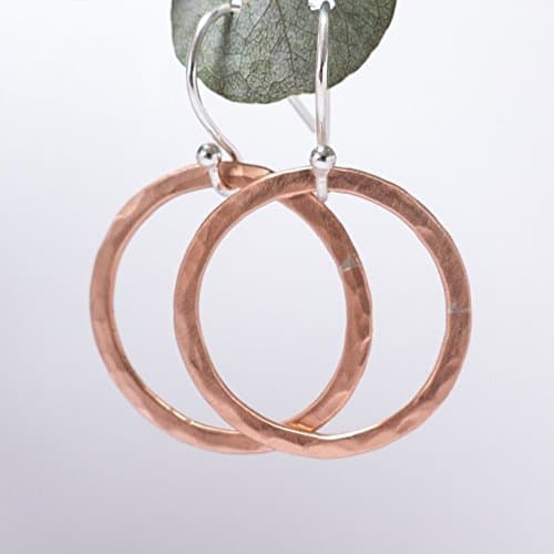 Large Copper and Sterling Silver Hoop Earrings
