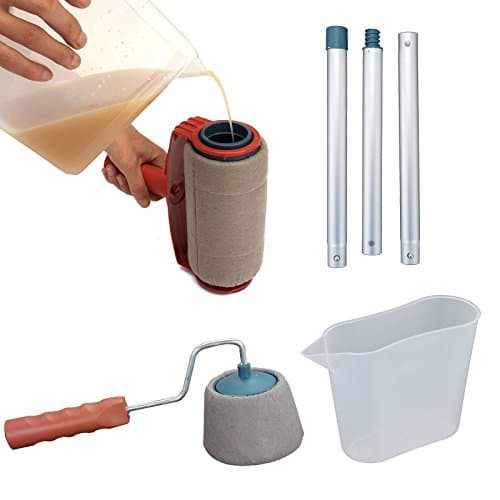 Iware 6Pcs Paint Roller Brush Handle Sponges Flocked Edger Room Wall Brush Tool