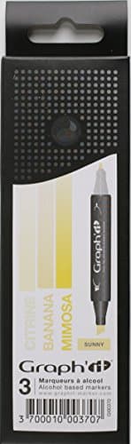 Graph'it Pack of 3 Double Ended Alcohol-Based Marker Pens Dégradé Sunny