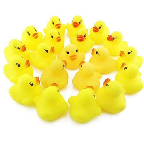 Bloomood 20 Count Mini Yellow Rubber Bath Ducks for Child ,Rubber Duck Bath Toy Baby Shower Birthday Party Favors