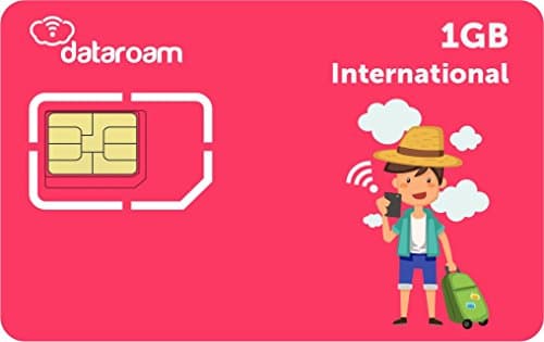 dataroam® 1GB Prepaid International Data SIM Card - Fast 4G Data SIM works in 59 countries including China, Hong Kong, Japan, India, Israel, Qatar, USA