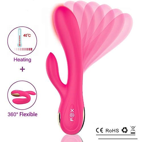 AlonaMagic Flexible Body Massager with 7 Programs & Heating Function, USB Rechargeable Silicone Massager with Dual Motor, Silent & Waterproof (Red)