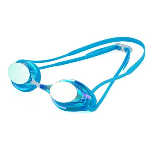 Training Swim Goggle WECEN Training Series Hydrodynamic Design Race Goggles Color Lenses UV Protection Anti Fog Double Headstrap (BLUE)