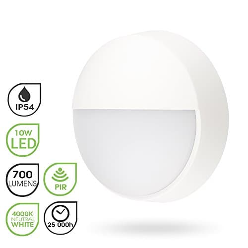 10W LED 4000K IP54 Eyelid Flush Wall ceiling Mounted Round Bulkhead Light Fitting for Indoor,Outdoor,Bathroom,Bath,Office,Kitchen,Hallway,Corridor,Utility,Garden,Garage,Shed,Workshop,Porch-White(MY2S10XA2)