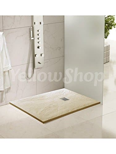 Yellowshop Rectangular Shower Tray in Resin Marble Slate Beige, Dimensions: 70 x 90 cm
