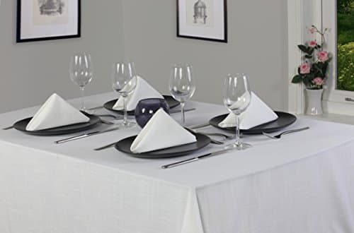 Essentials Collection Cream Plain Polyester 70in x 108in (178cm x 274cm) Tablecloth And 8 Napkin Package Set. Oblong (Rectanglular) Tablecloth. Ideal For Christmas. Ideal For 6-8 Place Settings. All Sizes Approximate