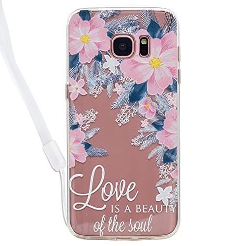 HeBan Elegant Transparent Clear Case Ultra Thin Acrylic Hard Back Cover with Cute Pattern for Samsung Galaxy S6 - Beautiful Flower