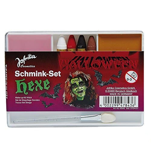 Halloween Witch Make-Up Set (4 Colours with undercoat Brush-Abschminke Theatre quality)