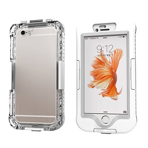 iPhone 6 Plus / 6S Plus Waterproof Case, Skitic Full Body Full-Sealed Water Resistant Cover Armour Rugged Underwater Protective Case with Sensitive Touchscreen Watertight Rainproof Bumper for Smartphone iPhone 6 Plus / 6S Plus - White