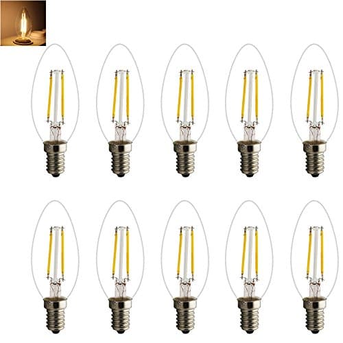 Retro E14 LED Candle Shaped Bulb Filament Classic 2 W 15 Watt Replacement LED Filament E14 Candle bulb Warm White 2700 K 3000 K 180LM, 10X E14 Filament LED Warmweiß, E14, 2.0 wattsW, 220.00 voltsV