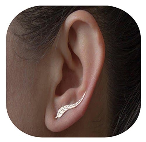 Dangle Hook Earrings with Stripes Large Long Dangle Earring Minimalist Hypoallergenic Jewelry (Silver)