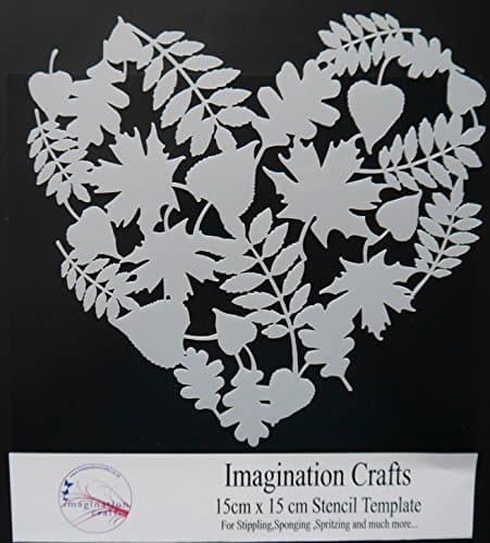 Imagination Crafts MASK Stencil template 6" x 6" (15cm) LEAF HEART