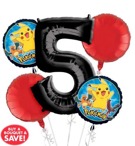 Pokemon 5th Birthday Balloon Bouquet