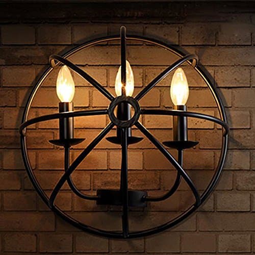 3-Head Old-Fashioned semicircular Globe Wall lamp Retro Nostalgic Iron Wall lamp LOFT Industrial Style Guest Restaurant Diameter 40cm