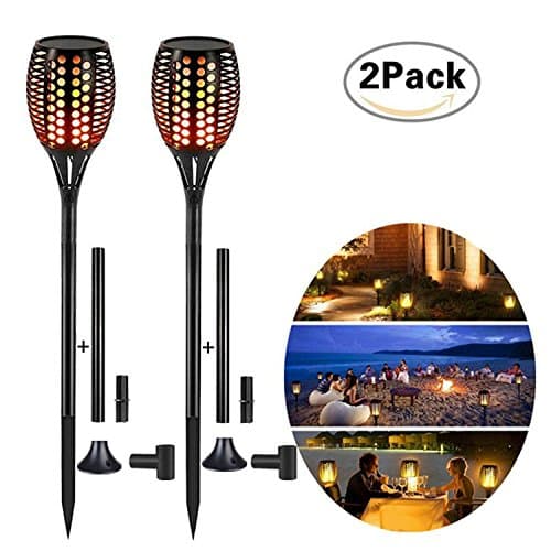 Solar Lights Garden Flashlights, 96 LED Solar Landscape Lights Dancing Flame Lighting, Party Atmosphere Lights / Patio Spotlights / IP65 Waterproof / Light Control Automatic Switch / Can Made From 3 Different Styles, Outdoor Picnic / Garden / Party / Christmas / Road / Fence, (2 Packs)